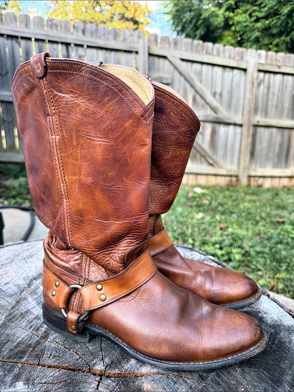 Frye Wyatt Harness Boots Brown US 7